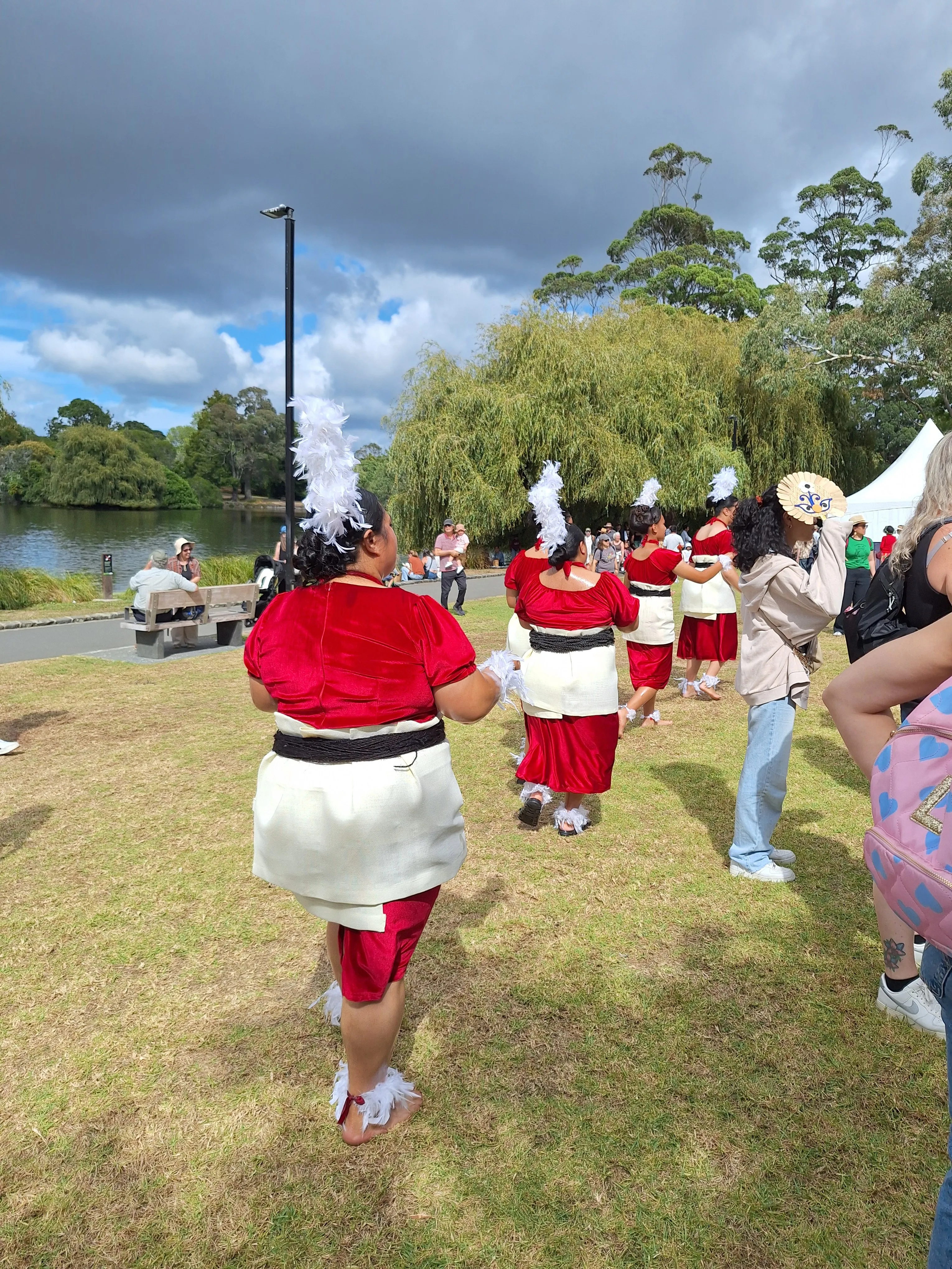 Tongan performers in traditional costume at the Pasifika Festival, Western Springs, Auckland